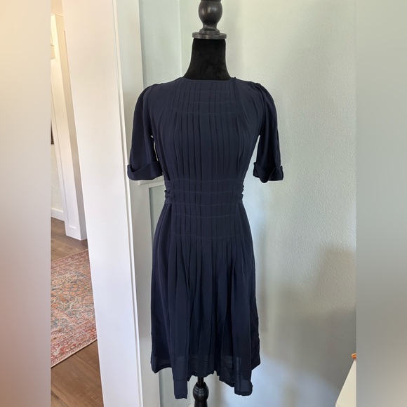 Balenciaga silk shift dress size 2/34 navy blue short sleeve - Picture 1 of 9